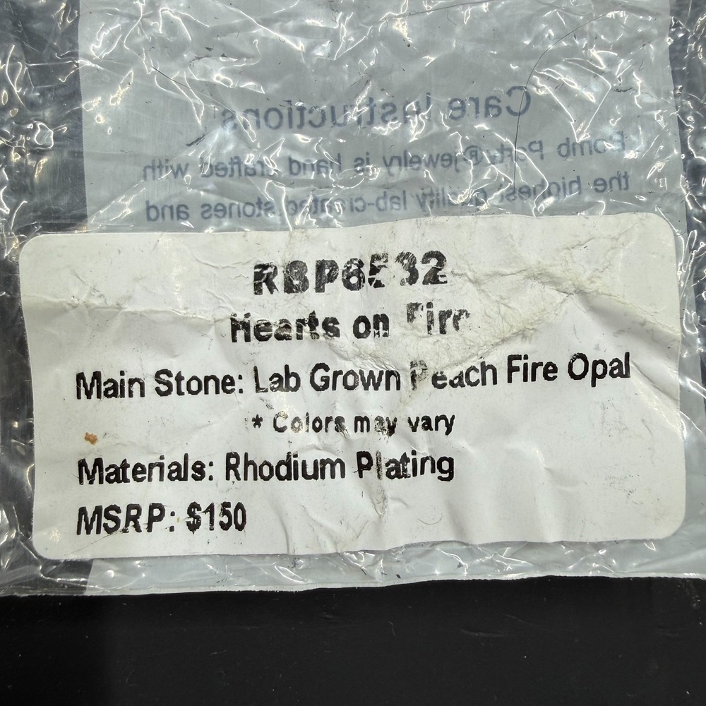 Bomb Part Hearts on Fire Size 7 Ring Lab Peach Fire Opal RBP6532 Rhodium Plated - Picture 5 of 5